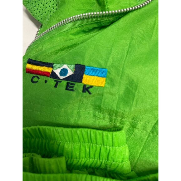 VTG Catalina C-Tek Nautical Lime Green Jacket w/Fish Zipper Pull Y2K Sz S Preppy - Picture 4 of 11
